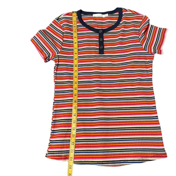 Lush Y2K Style Ringer Top Womens Size M Multicolor Striped Easy Casual Stretch - Picture 9 of 9